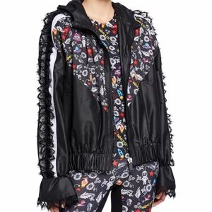NO KA'OI LACE DETAIL TRACK HOODED JACKET. SIZE: S.
